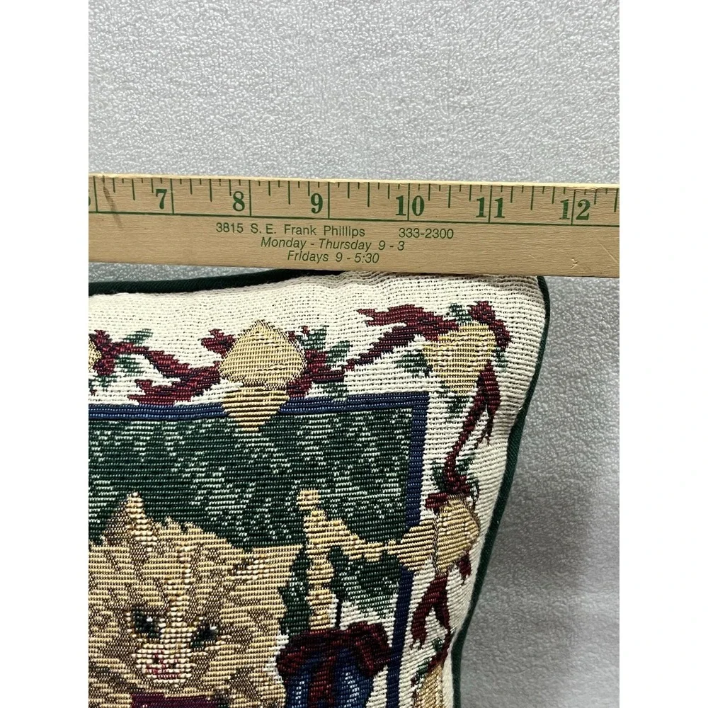 Vintage Kitty Christmas Tapestry Pillow Holiday Cat Stocking Tree